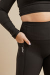 Ribbed Pocket Leggings  -  BLACK